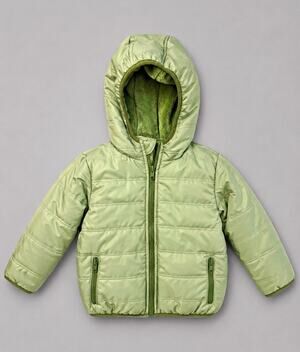 Mick Mack Hooded Full Zip Puffer Jacket Green 24 Months Unisex Pockets